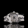 Cartier Santos Skeleton Dial Black and White Diamond Bezel Two Tone Bracelet Moissanite Diamond
