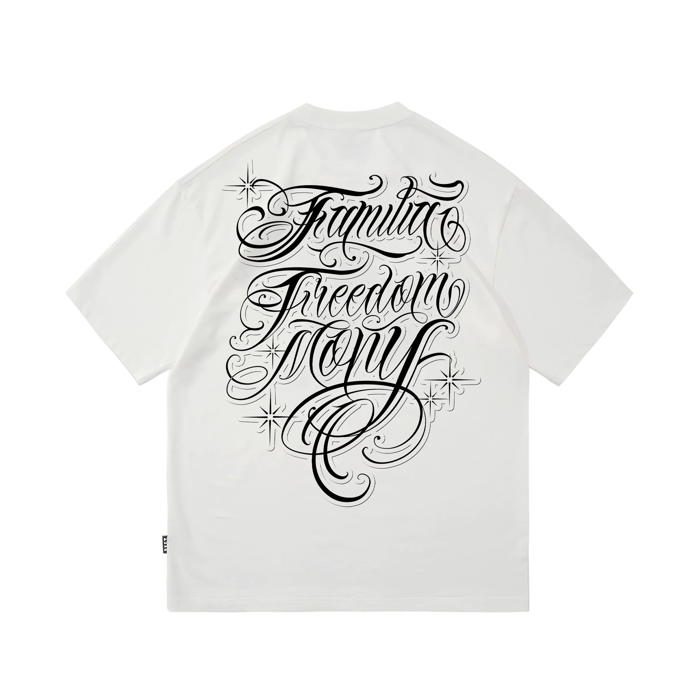 American hip-hop style floral font short sleeved T-shirt with loose shoulder sleeves for men and women, pure cotton trendy brand black tattoo artist top