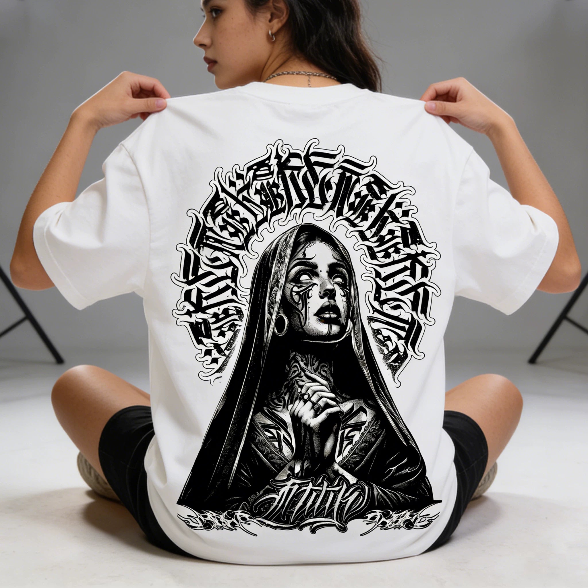 Trendy Tattoo West Coast Street Dance Chicano Cartoon Tattoo Artist American T-shirt Cotton Heavy Weight