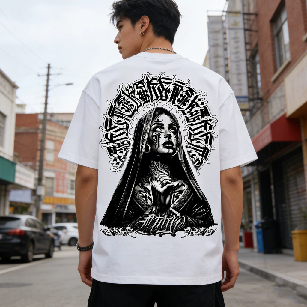 Trendy Tattoo West Coast Street Dance Chicano Cartoon Tattoo Artist American T-shirt Cotton Heavy Weight