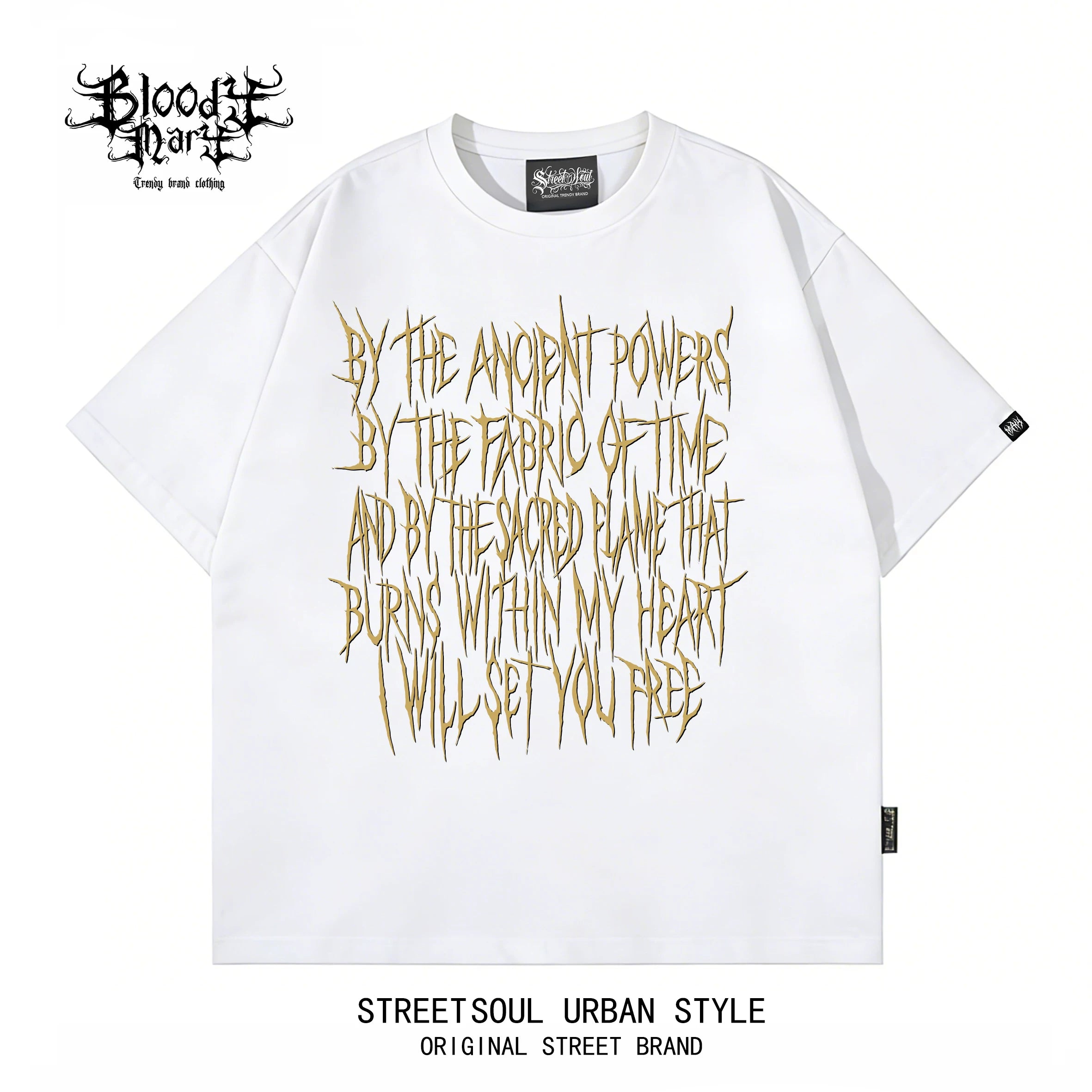 American hip-hop style dark printed short sleeved T-shirt for men, loose and heavyweight pure cotton, niche street flower font trendy brand