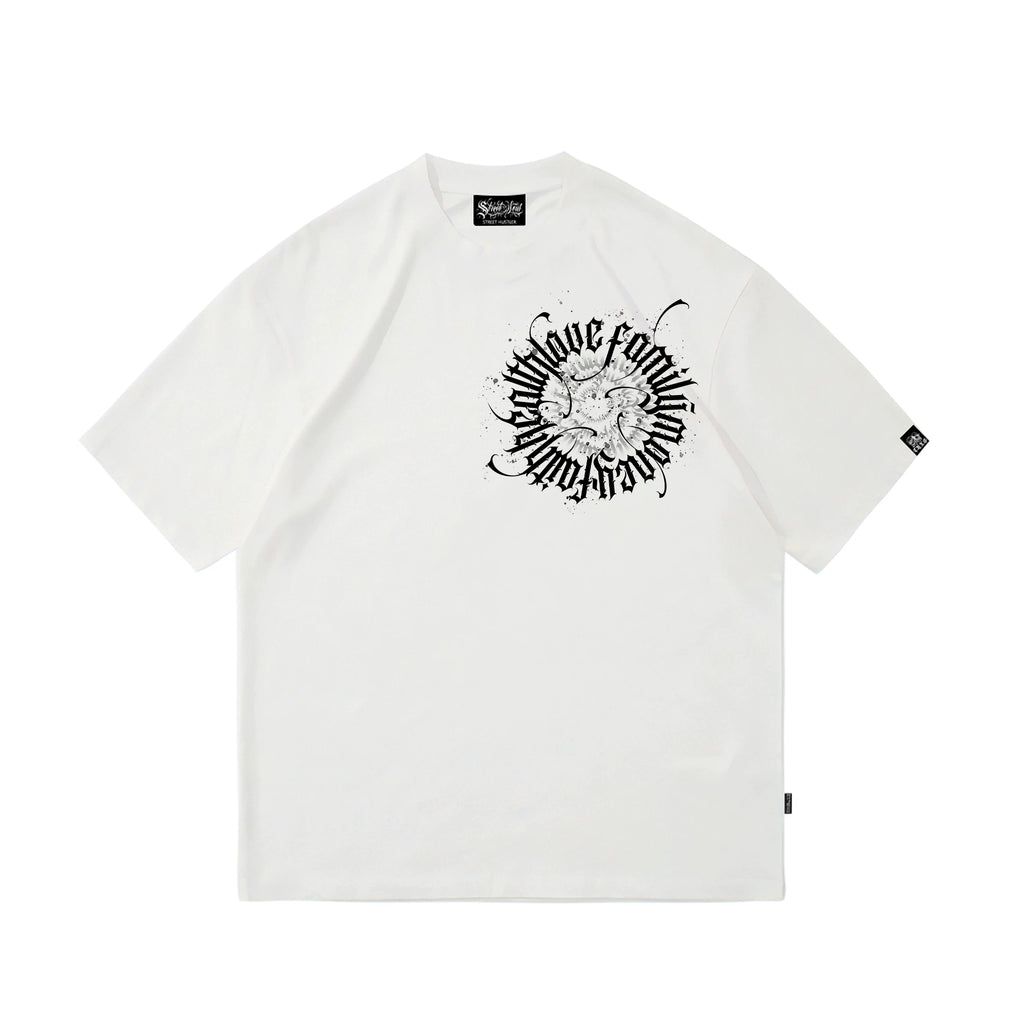 Trendy cross, floral characters, hip-hop, American West Coast prayer hand T-shirt, street dance tattoo artist, gang heavyweight
