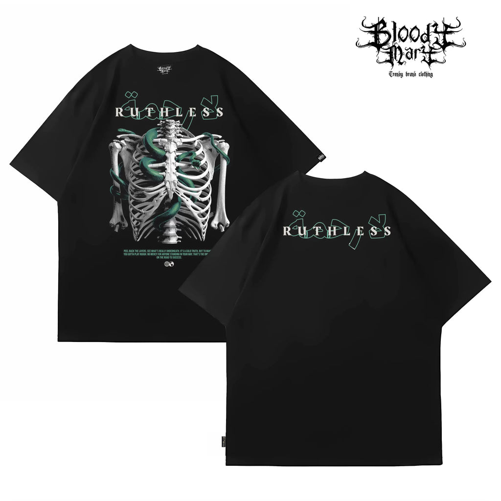American street skull short sleeved T-shirt loose pure cotton design unisex trendy brand top