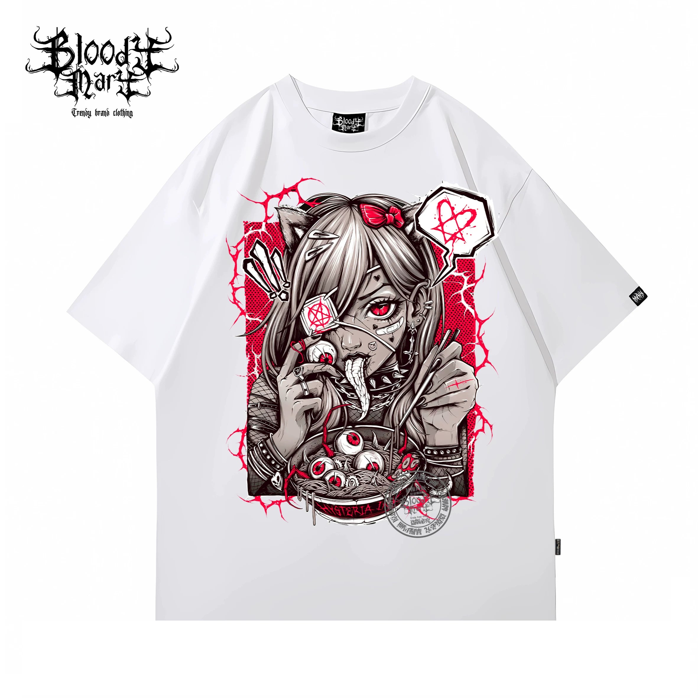 Anime cartoon dark printing cartoon short sleeved T-shirt for men and women in summer new loose ins five half sleeve shirt