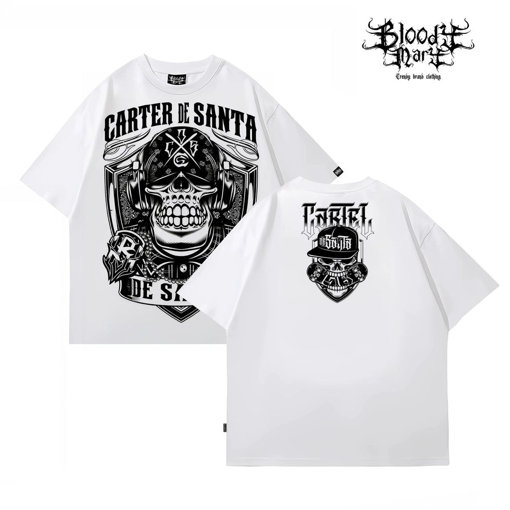 Original American street flower font, Fugu Chicano loose cotton, heavyweight, niche hip-hop tattoo artist, trendy brand T