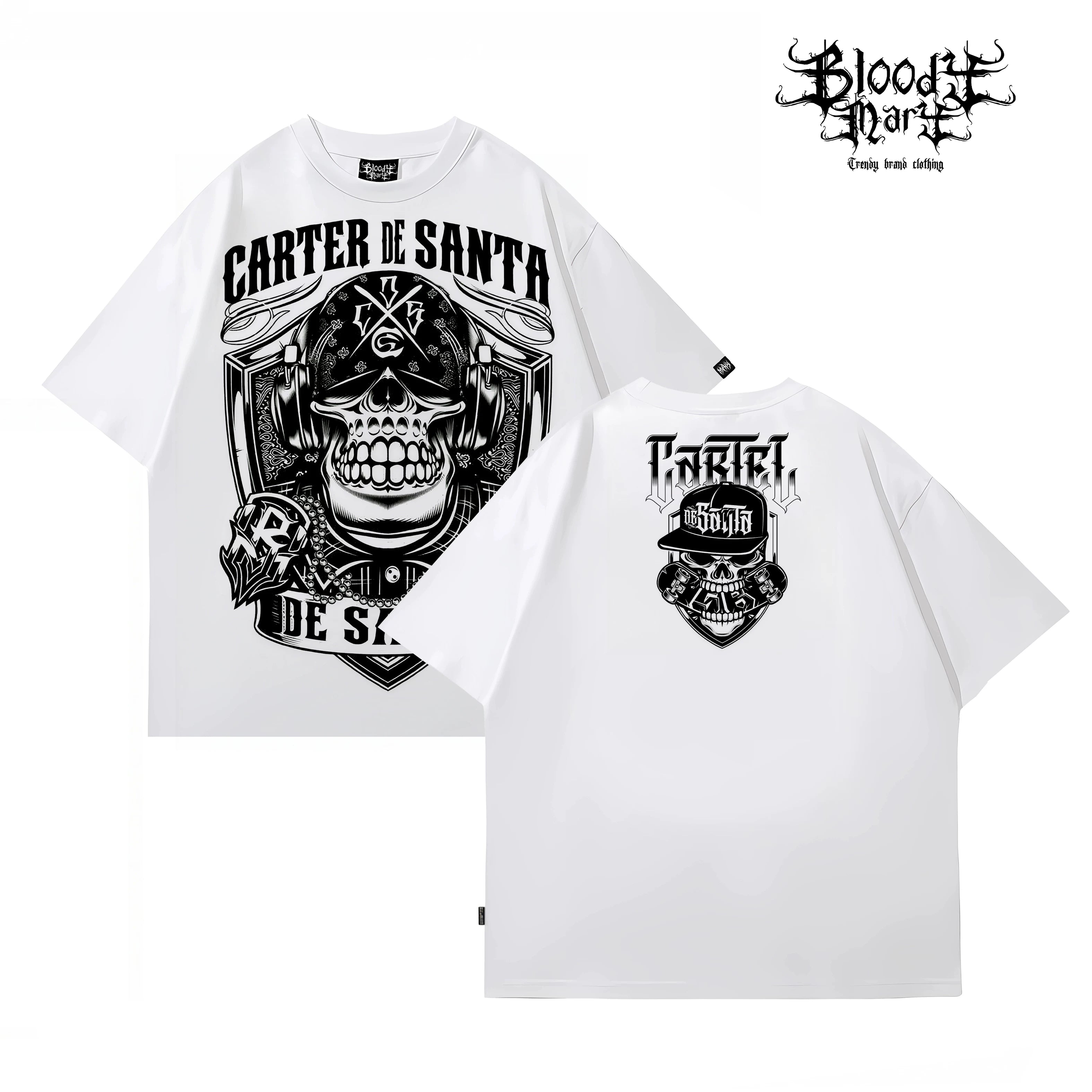 Original American street flower font, Fugu Chicano loose cotton, heavyweight, niche hip-hop tattoo artist, trendy brand T