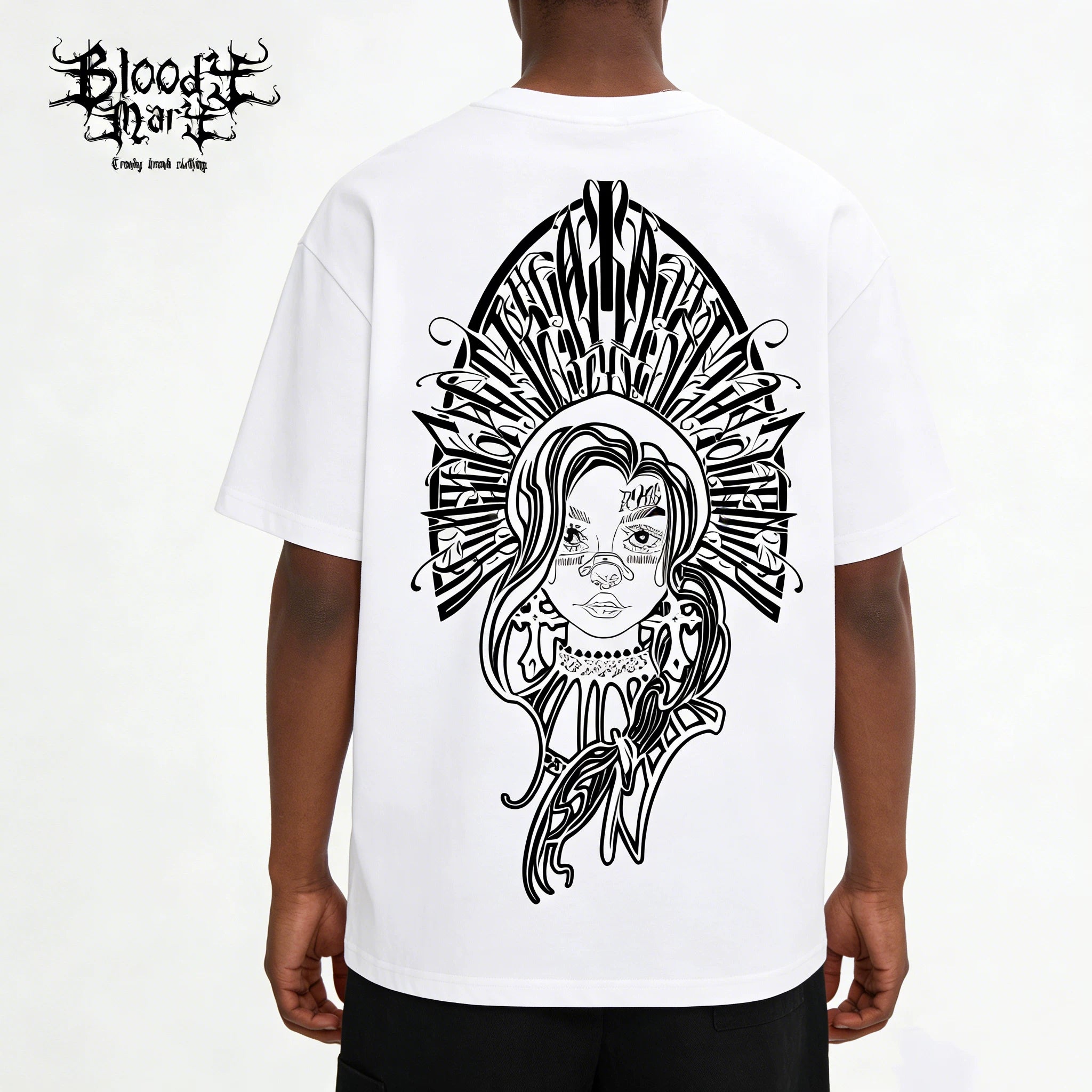 American style floral font pure cotton short sleeved T-shirt original trendy hip-hop street dance T-shirt 2025 spring heavyweight pure cotton short sleeved shirt