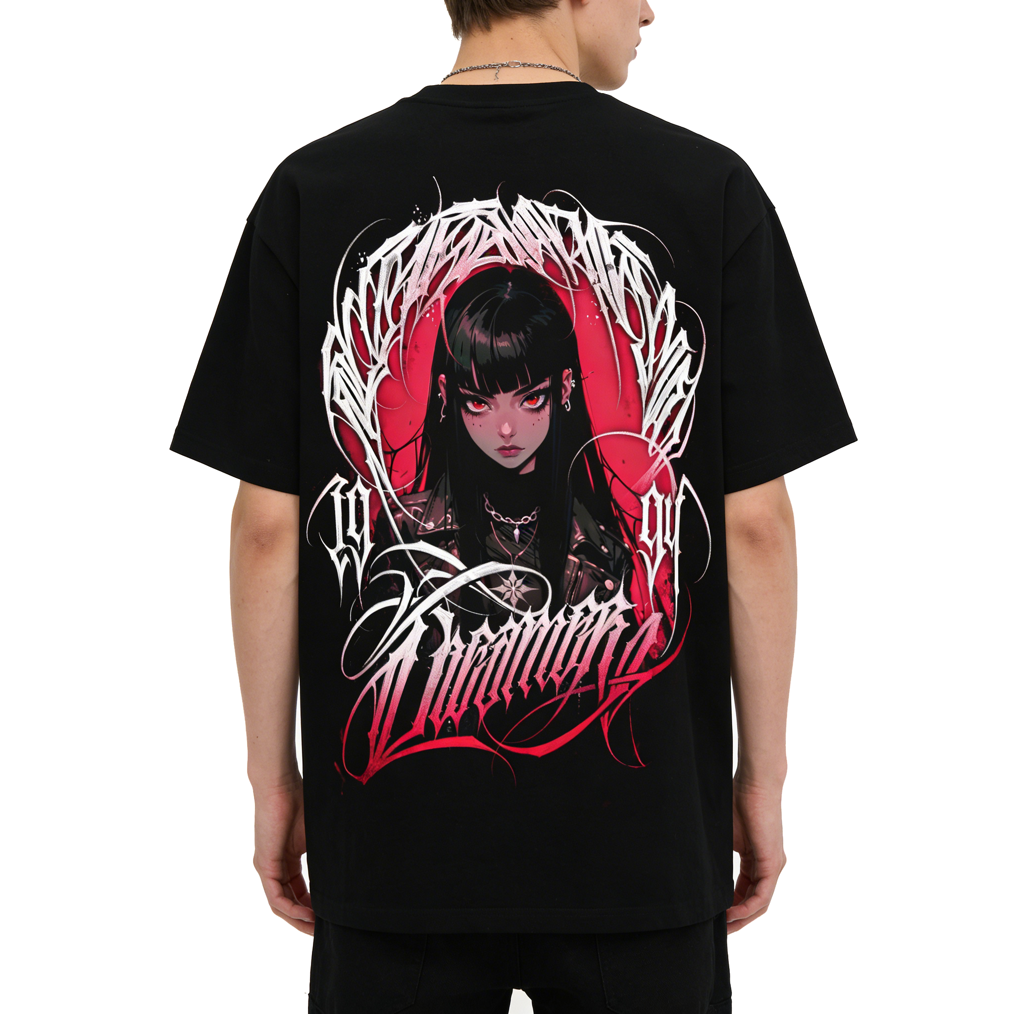 Original Trendy Brand American Chicano Flower Font, Niche Cartoon Hip Hop, Pure Cotton, Heavy Tattoo Artist, Retro T-shirt