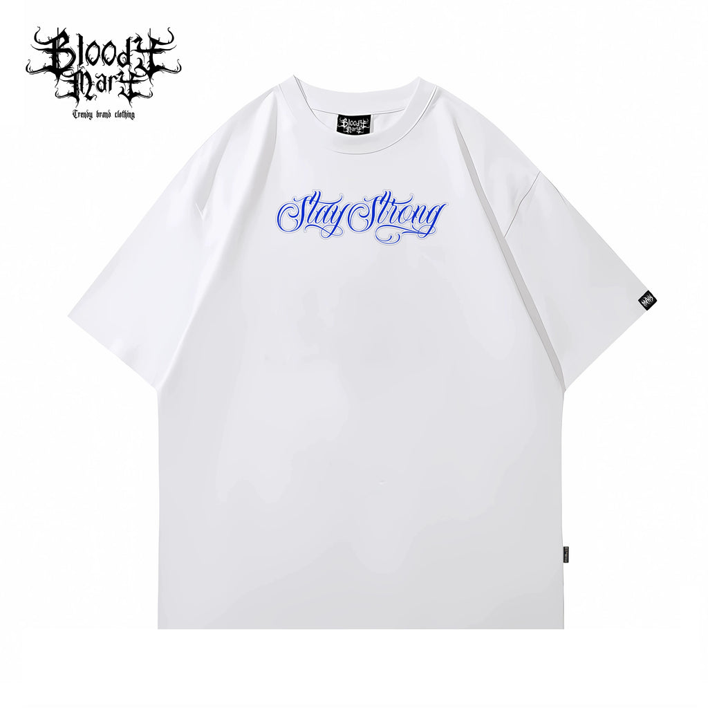 Trendy American Street Chicano Flower Font Short Sleeve Loose Cotton Heavy Weight Niche Hip Hop Tattoo Artist T-shirt