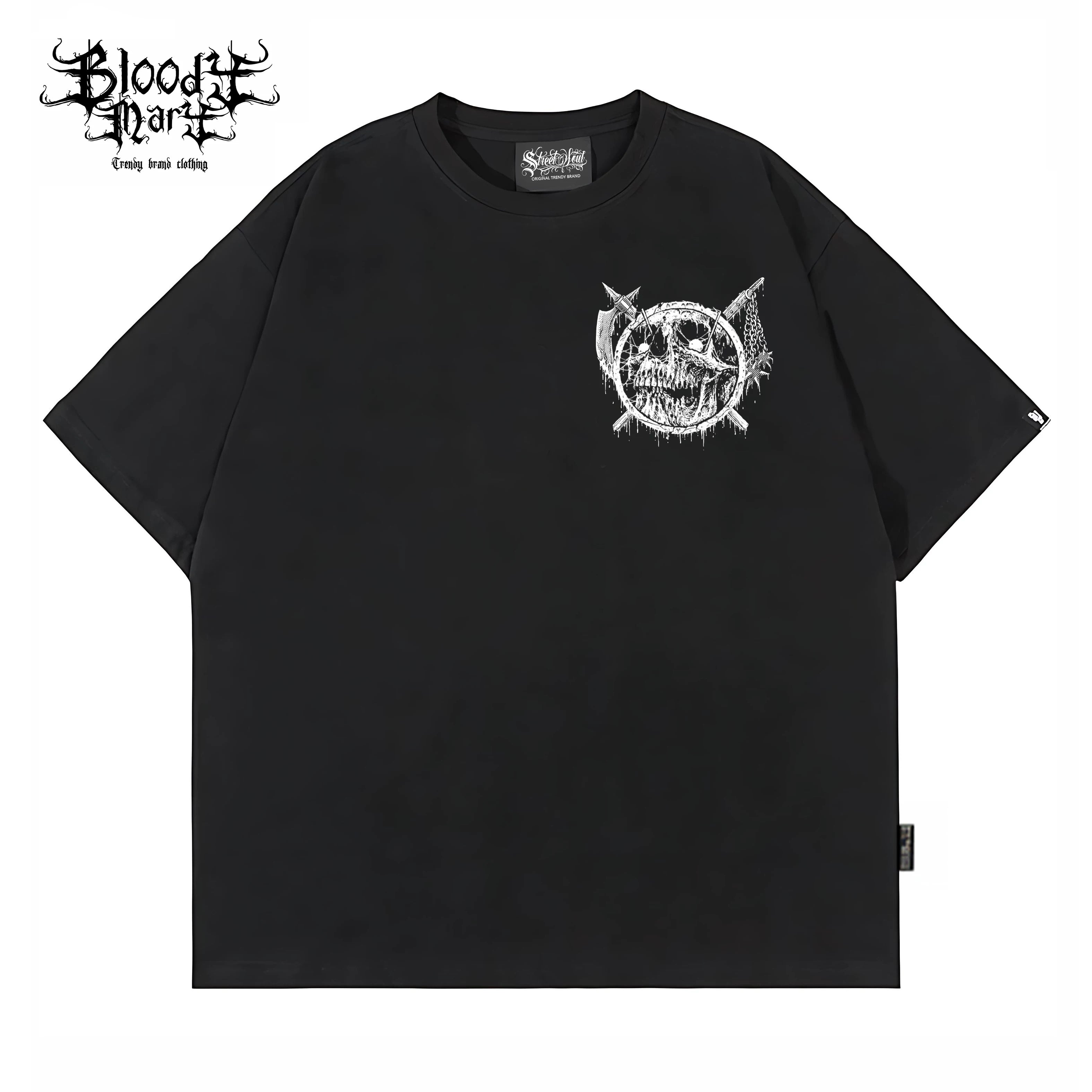 Trendy American retro niche floral characters Chicano heavyweight T-shirt original skull print tattoo artist loose