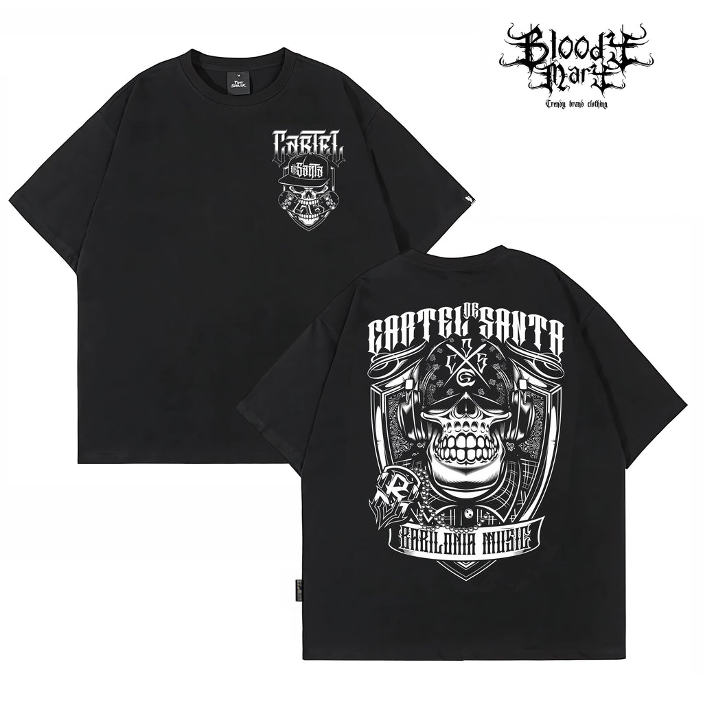 Original American street flower font, Fugu Chicano loose cotton, heavyweight, niche hip-hop tattoo artist, trendy brand T