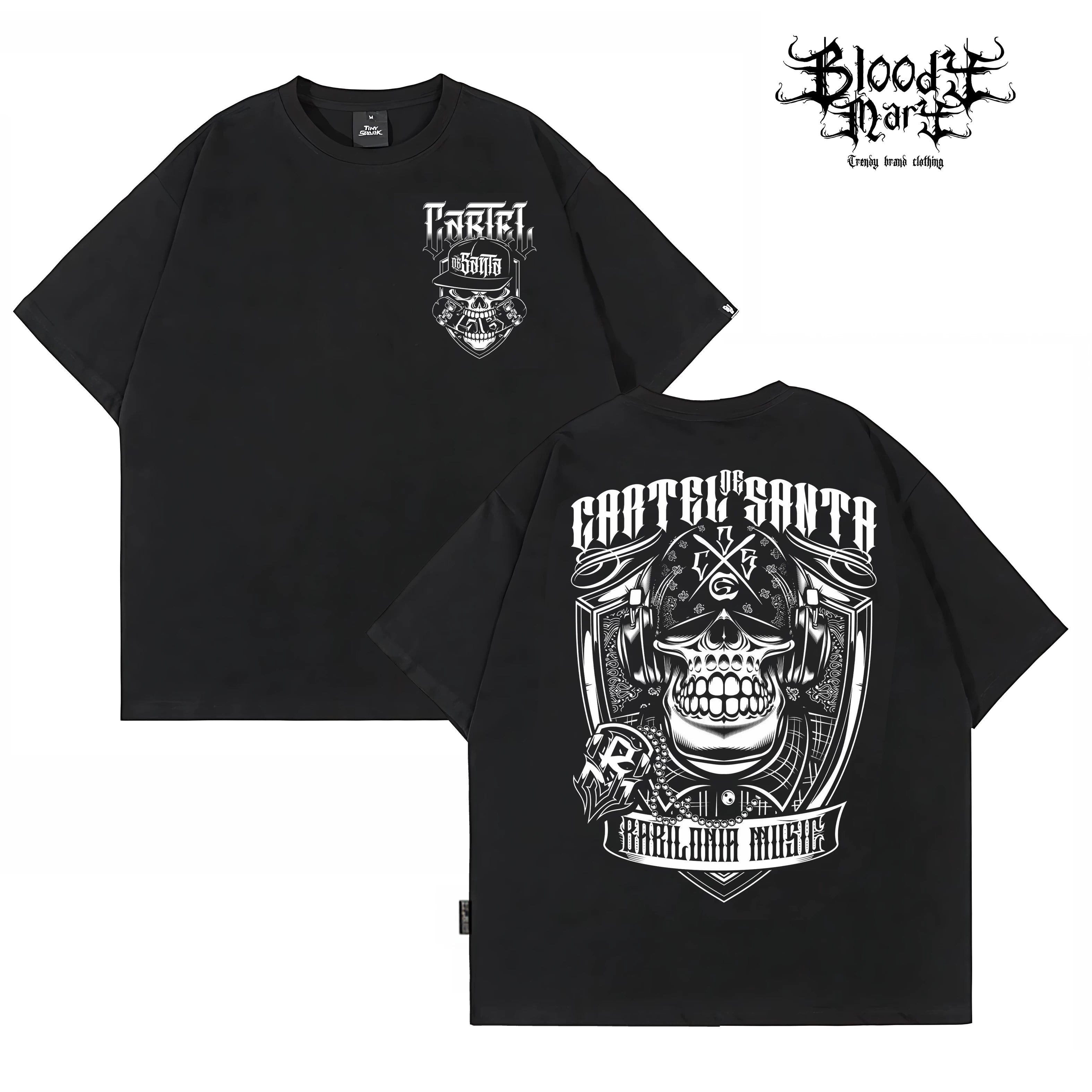 Original American street flower font, Fugu Chicano loose cotton, heavyweight, niche hip-hop tattoo artist, trendy brand T