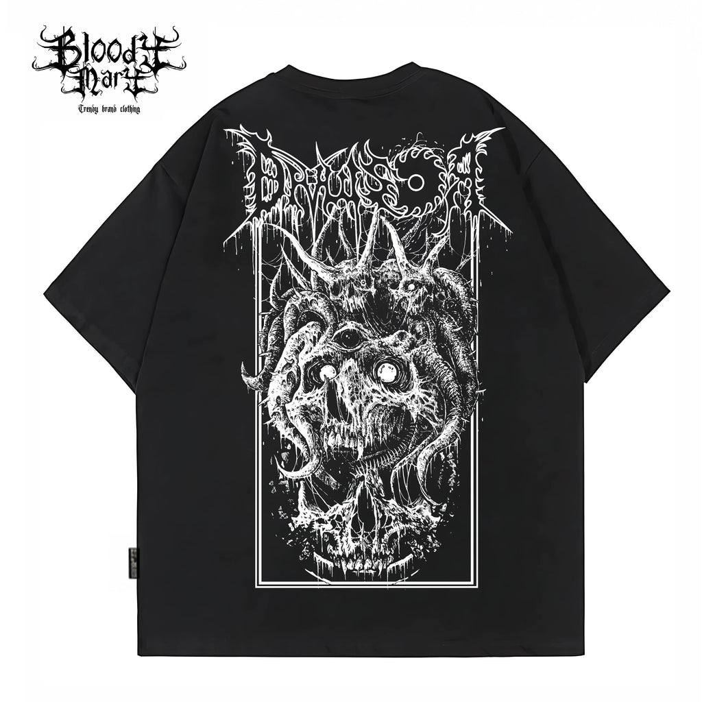 Original American street flower font retro loose niche hip-hop pure cotton Chicano trendy T-shirt tattoo artist