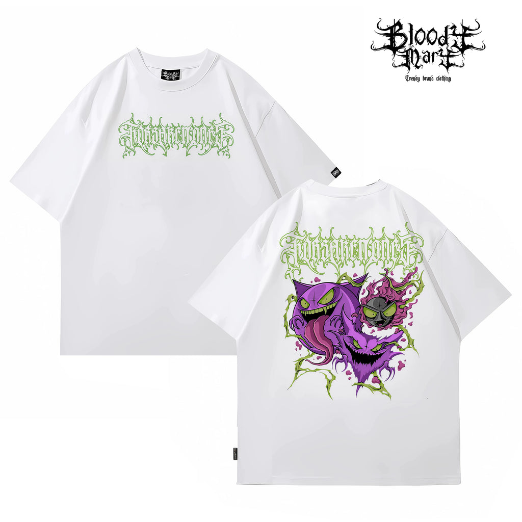 American street retro floral font short sleeved loose cotton heavyweight niche hip-hop tattoo artist trendy T-shirt