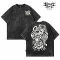 American hip-hop Chicano girl tattoo skeleton rose print short sleeved T-shirt men's loose dark fashion brand top
