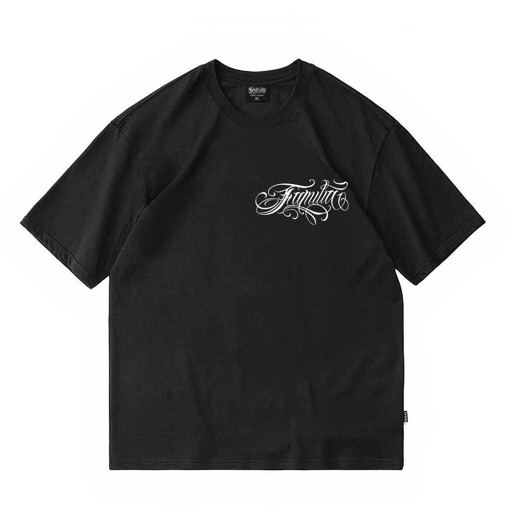 Original American street flower font retro loose cotton heavyweight niche hip-hop tattoo artist trendy brand T