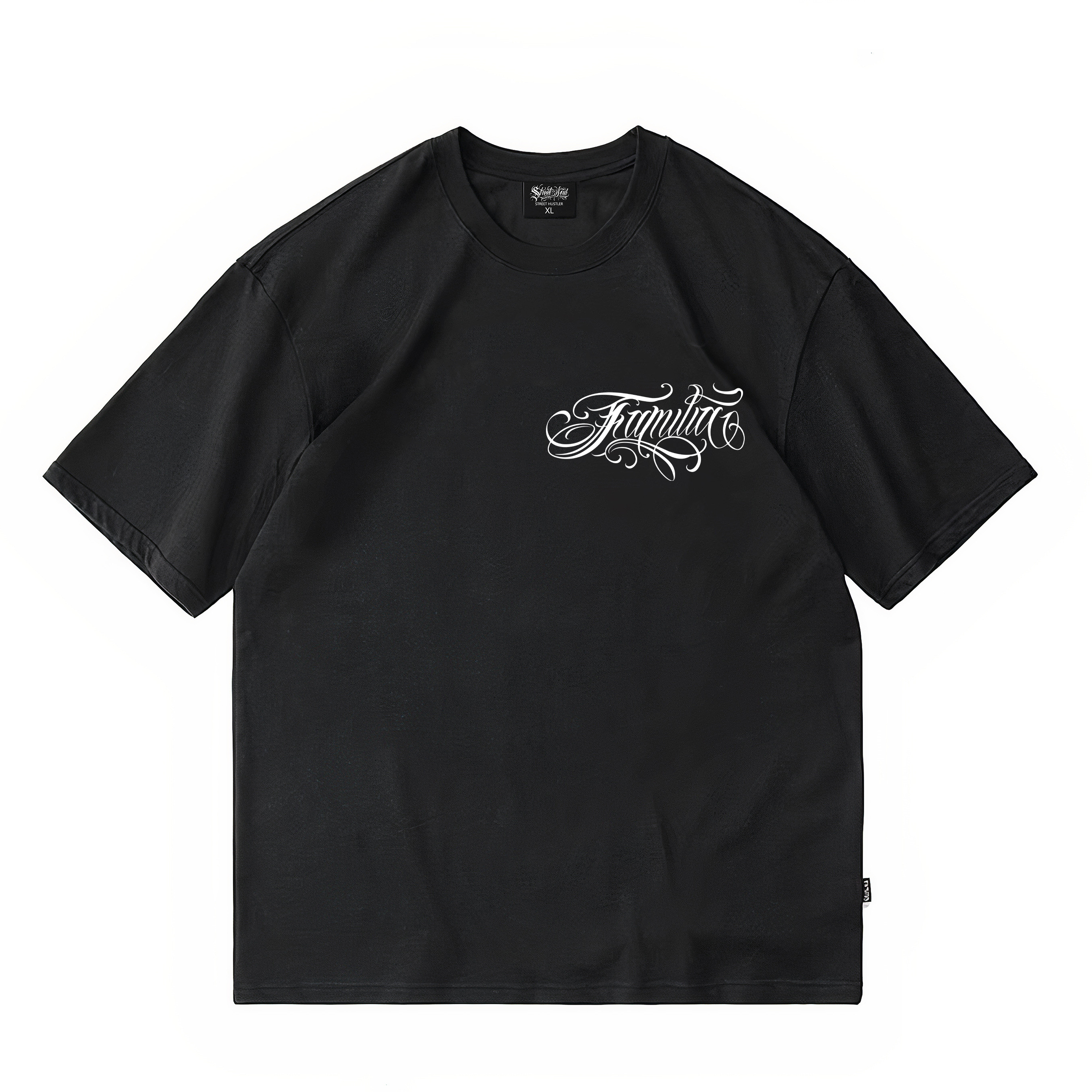 Original American street flower font retro loose cotton heavyweight niche hip-hop tattoo artist trendy brand T