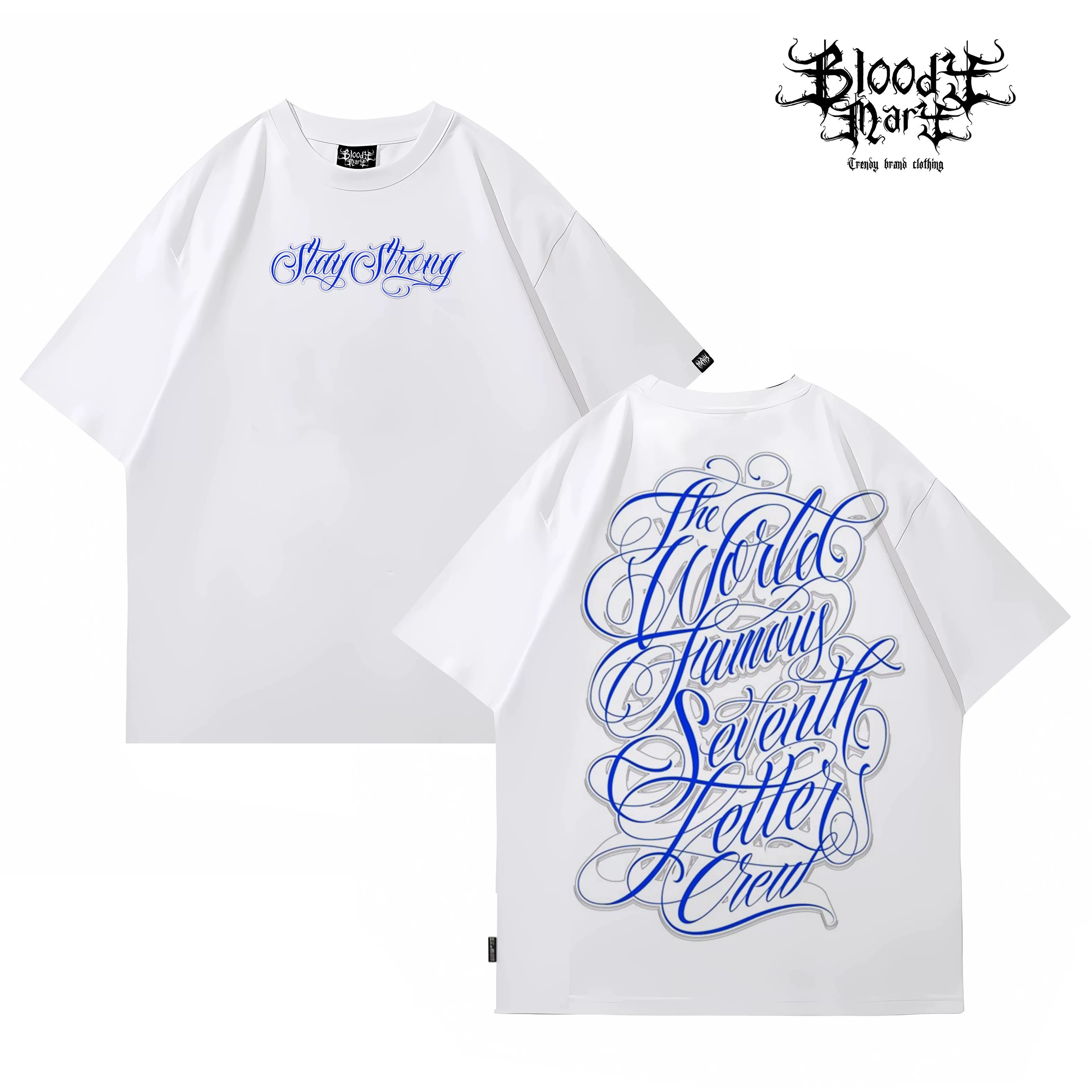 Trendy American Street Chicano Flower Font Short Sleeve Loose Cotton Heavy Weight Niche Hip Hop Tattoo Artist T-shirt