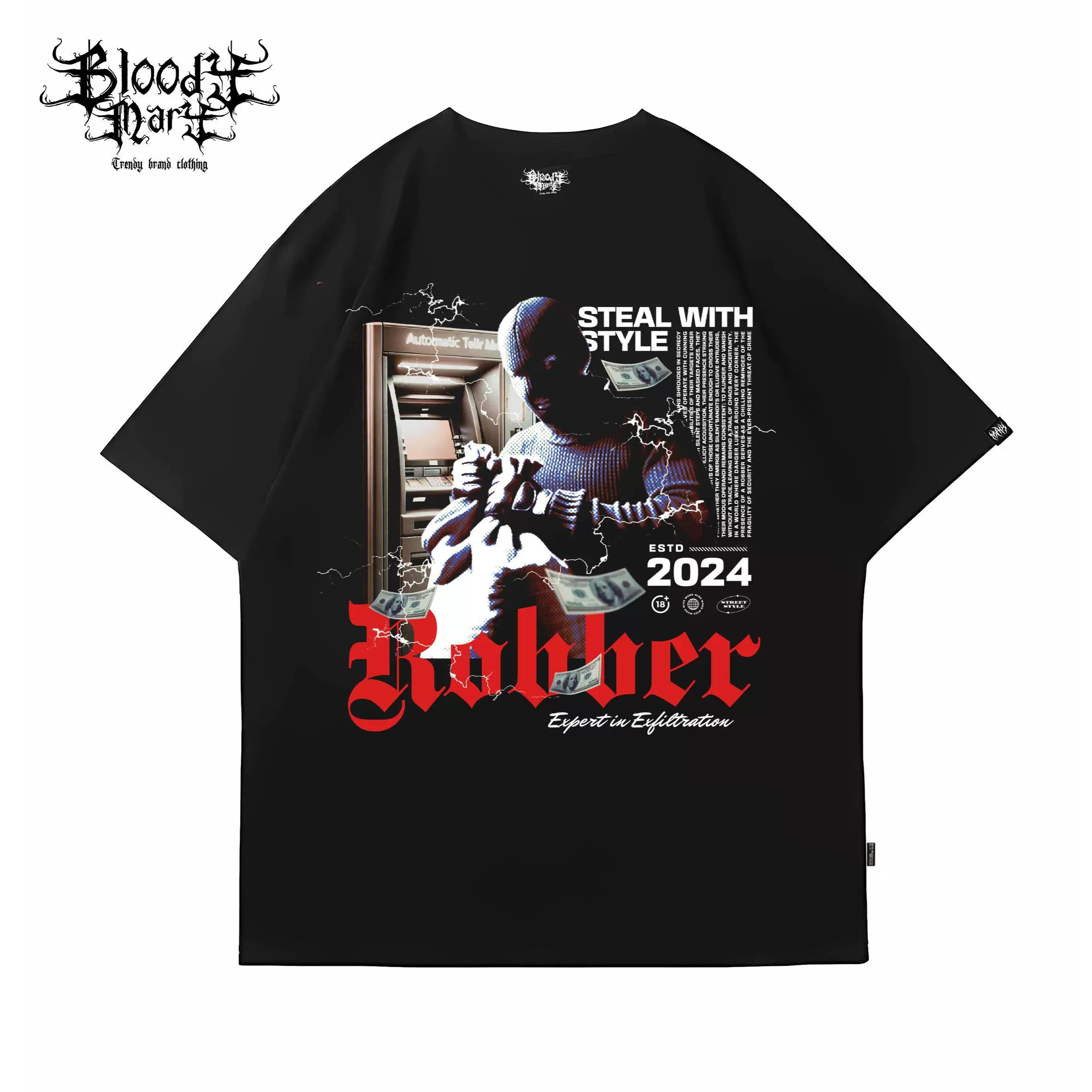American Trendy Bandit Bandit Money Banknote Street Hip Hop T-shirt Trendy High Street Dance INS Tattoo West Coast