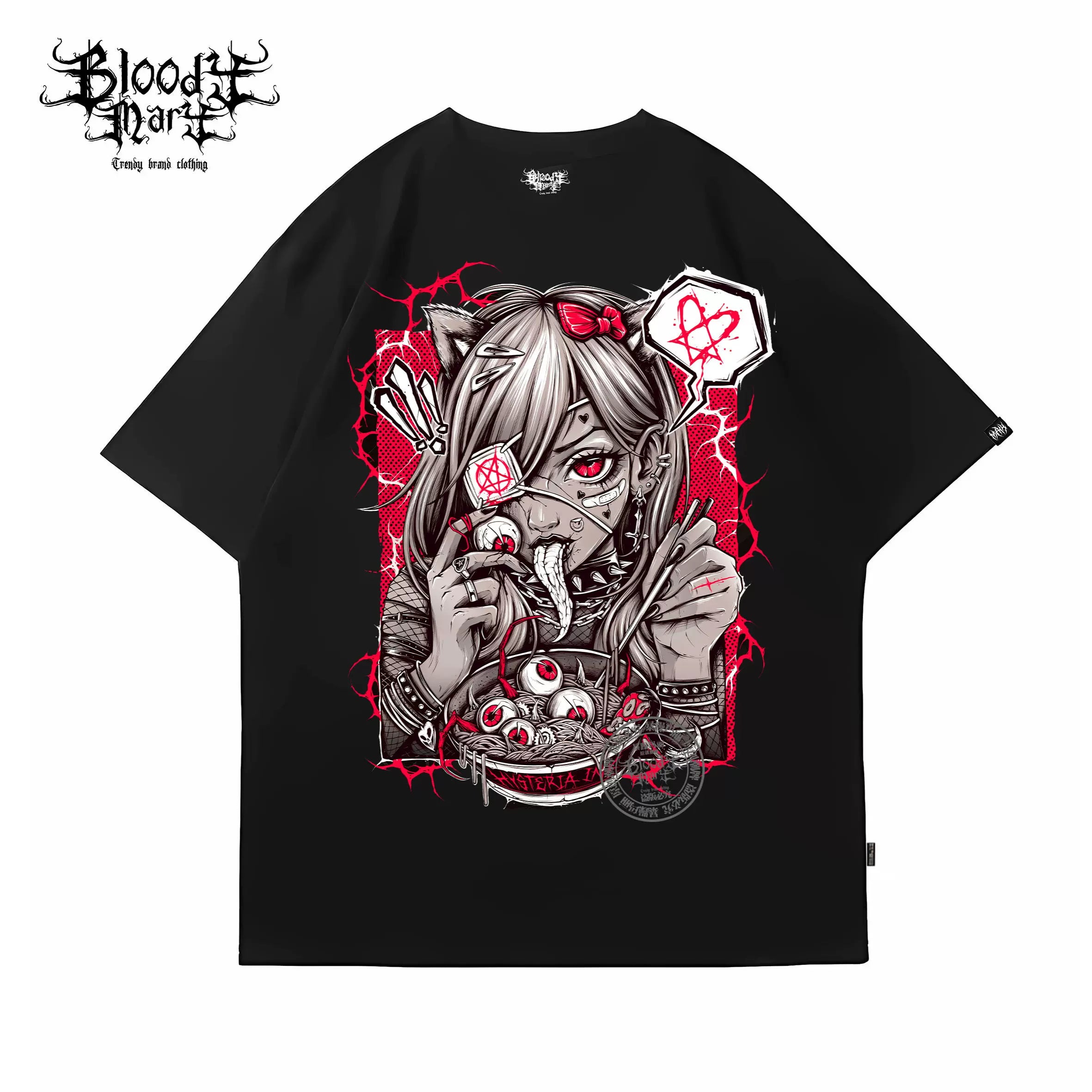 Anime cartoon dark printing cartoon short sleeved T-shirt for men and women in summer new loose ins five half sleeve shirt