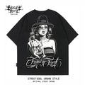 Chicano West Coast OG Black Short sleeved T-shirt Street Trendy Printed Round Neck Loose Top
