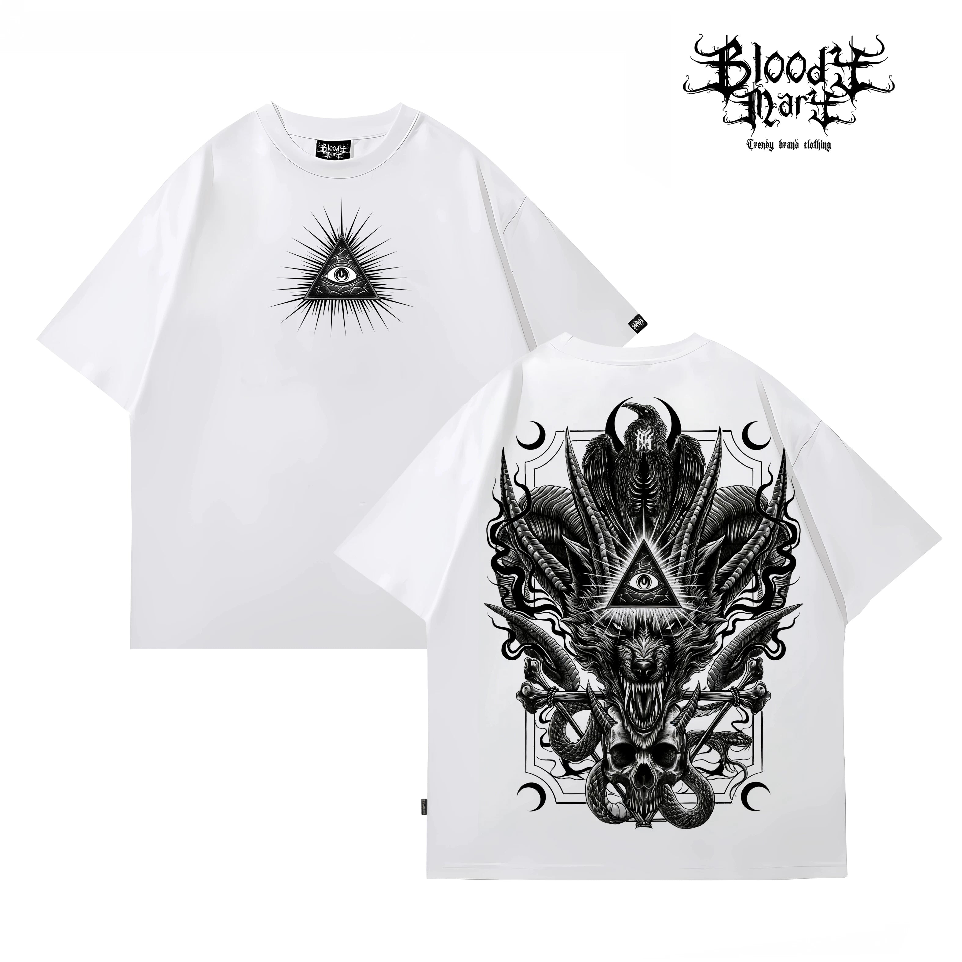 Original Trendy American Hip Hop Style Heavy Metal Printed Short Sleeve T-shirt for Men and Women, Loose Round Neck, Heavy Cotton, Rock