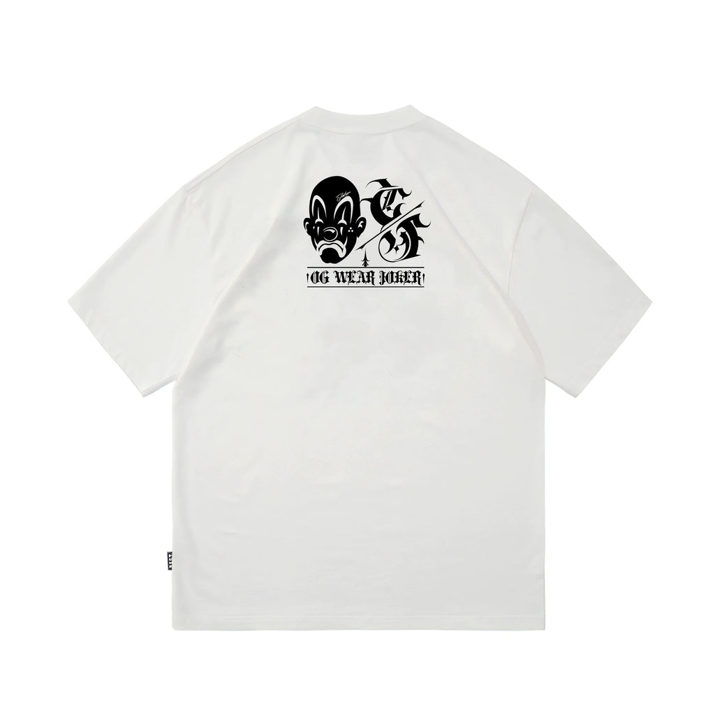 American fashion brand Kano floral font clown gang hip-hop English mask crying smiling face American heavyweight loose T-shirt
