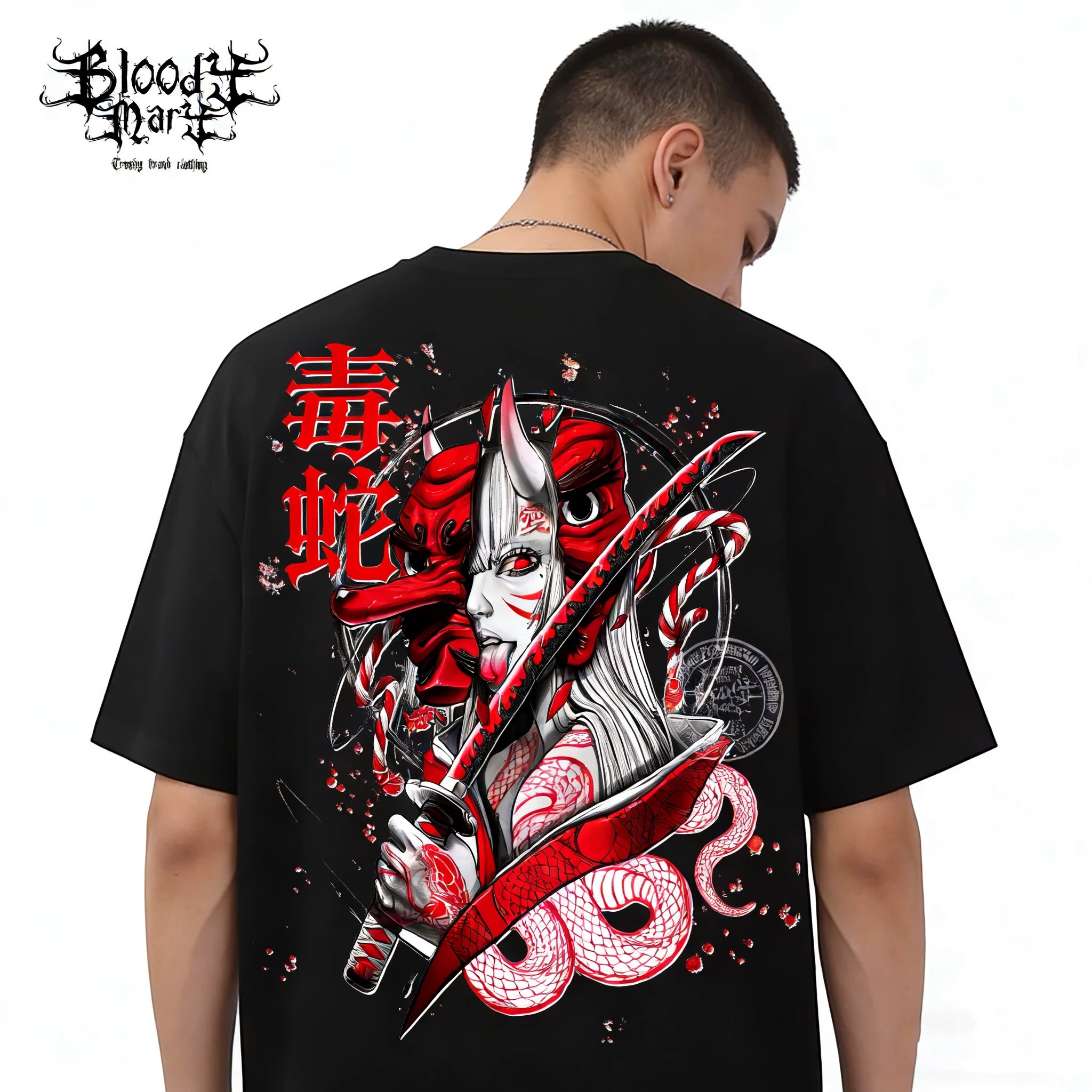 American street hip-hop cross flower font hip-hop American West Coast prayer hand T-shirt street dance tattoo artist
