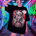 Anime cartoon dark printing cartoon short sleeved T-shirt for men and women in summer new loose ins five half sleeve shirt
