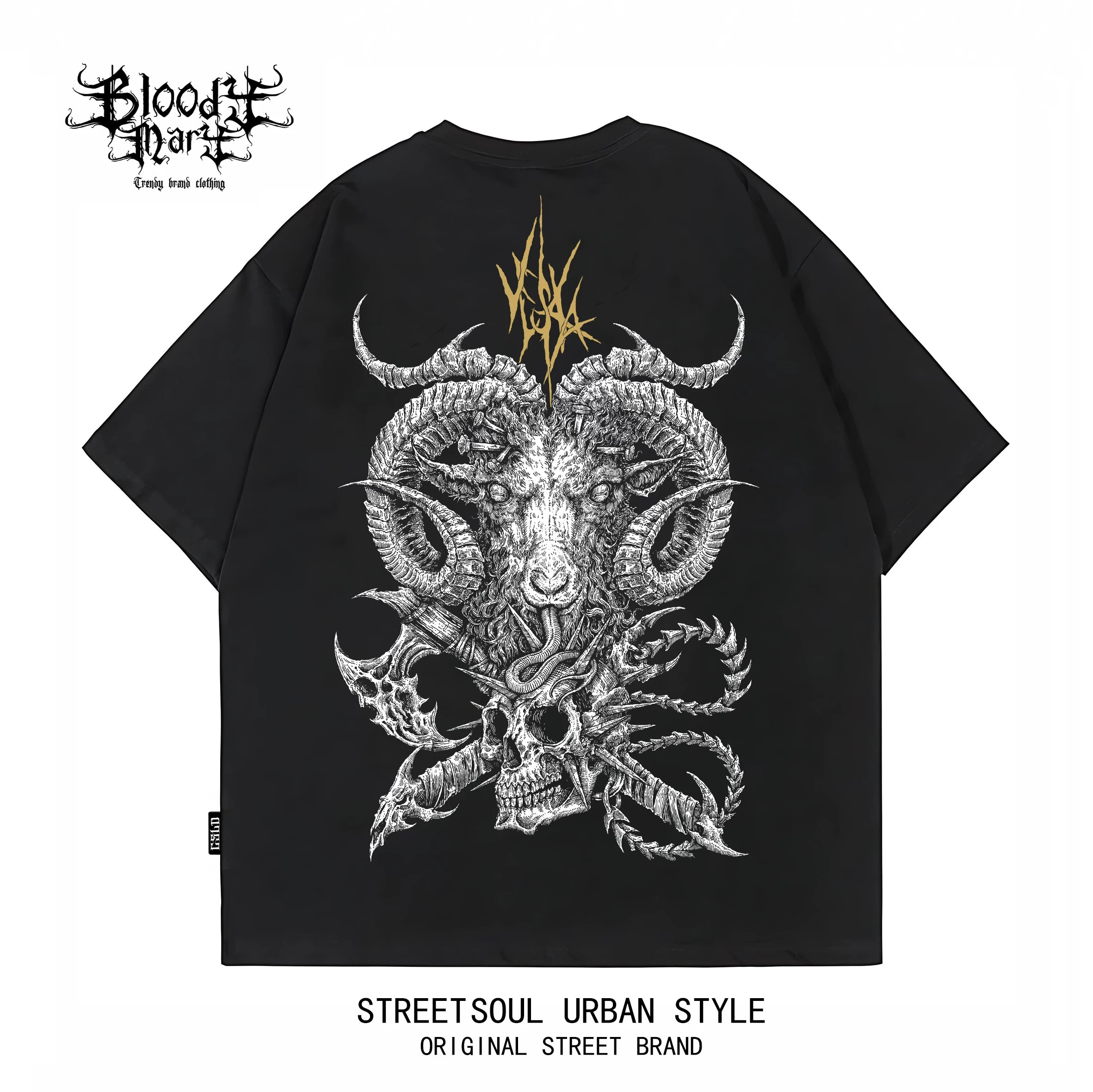 American hip-hop style dark printed short sleeved T-shirt for men, loose and heavyweight pure cotton, niche street flower font trendy brand