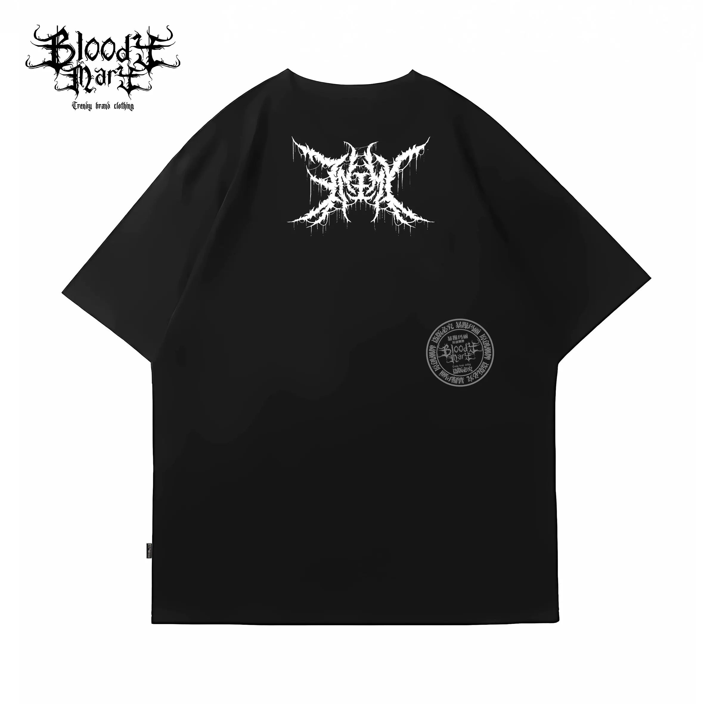 Chicano floral font trendy brand short sleeved dark men's and women's loose heavy metal pure cotton heavyweight niche hip-hop T-shirt