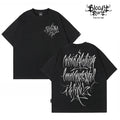 American Trendy Brand Flower Font West Coast Hip Hop Black Short sleeved T-shirt Loose Cotton Heavy duty Letter Printed Trendy Brand