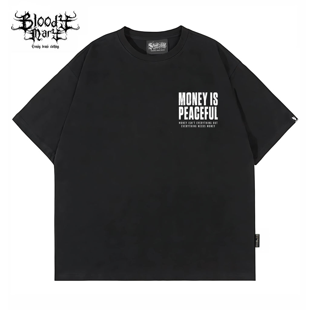 Trendy brand American hip-hop style short sleeved T-shirt for men and women, loose and versatile, street printed heavyweight pure cotton top, street style