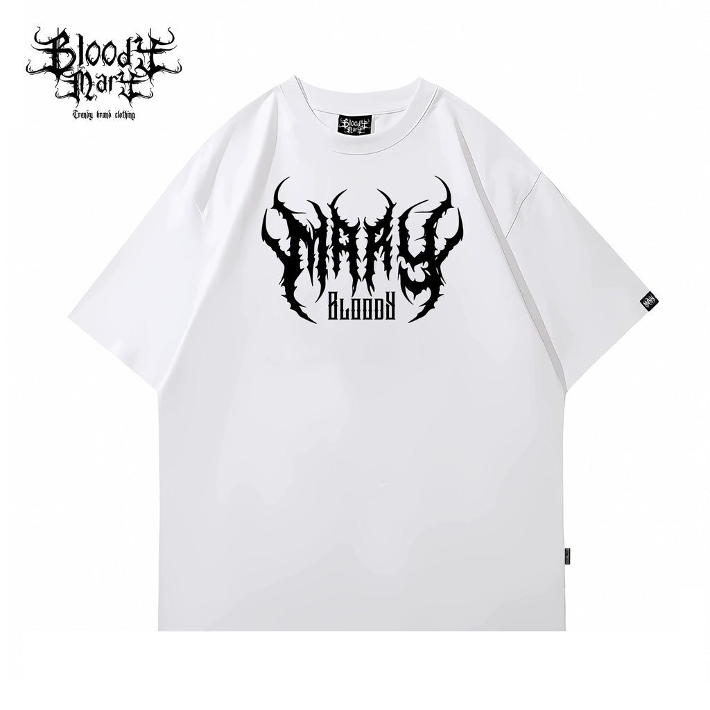 Original Trendy Brand American Skeleton Chicano Flower Font Short Sleeve Men's and Women's Loose Cotton Heavy Weight Niche Hip Hop T-shirt