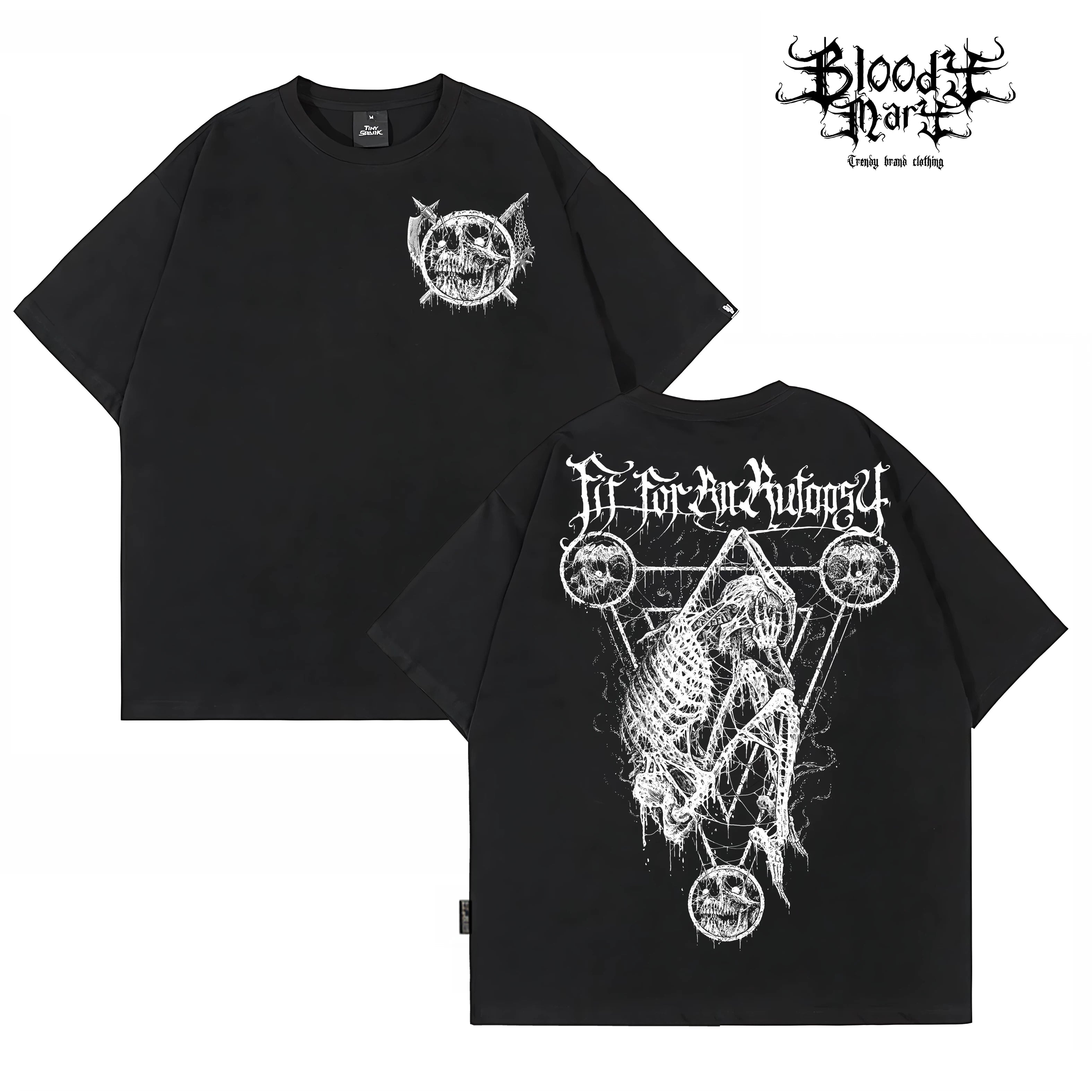 Trendy American retro niche floral characters Chicano heavyweight T-shirt original skull print tattoo artist loose
