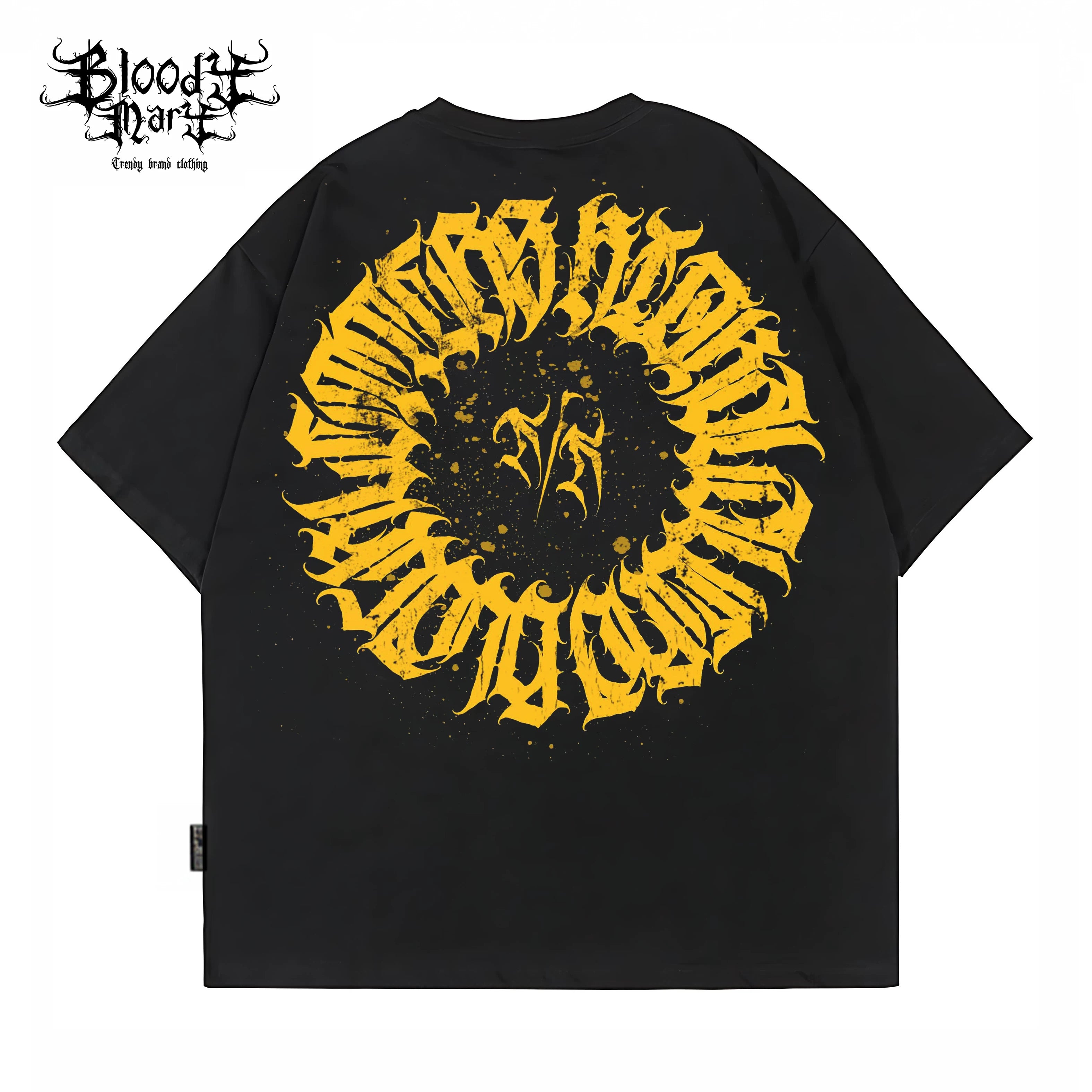 American street retro floral font Chicano West Coast pure cotton heavyweight niche hip-hop tattoo artist trendy T-shirt