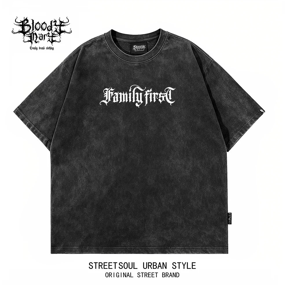 American hip-hop style skeleton tattoo artist floral print short sleeved T-shirt for men and women loose cotton Chicano street