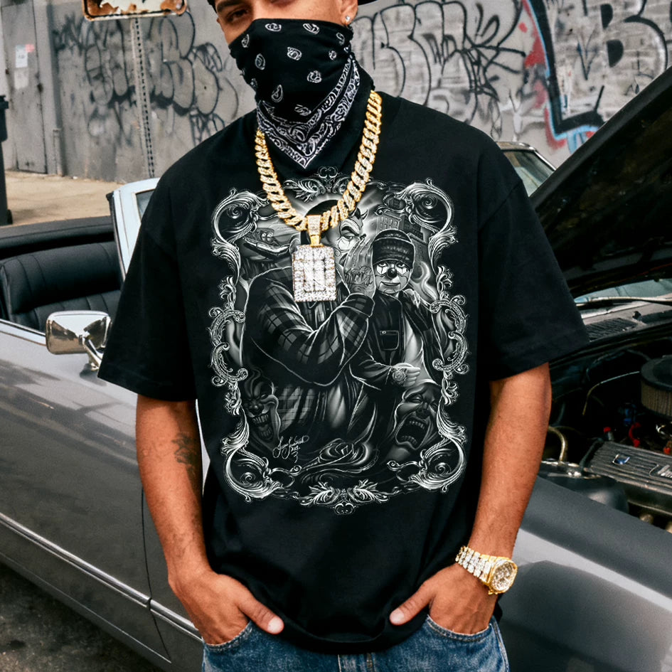 Original trendy brand Chicano, American street retro hip-hop, heavyweight loose floral tattoo artist, niche