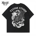 American street flower font short sleeved loose cotton heavyweight niche hip-hop tattoo artist trendy T-shirt