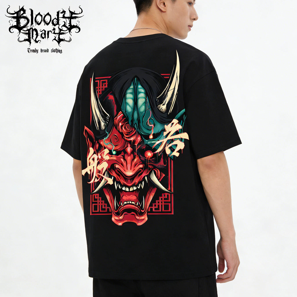 Original Fashion Brand American Short Sleeve T-shirt China-Chic Men and Women Japanese Prajna Tattoo Artist Summer Hip Hop Hip Hop