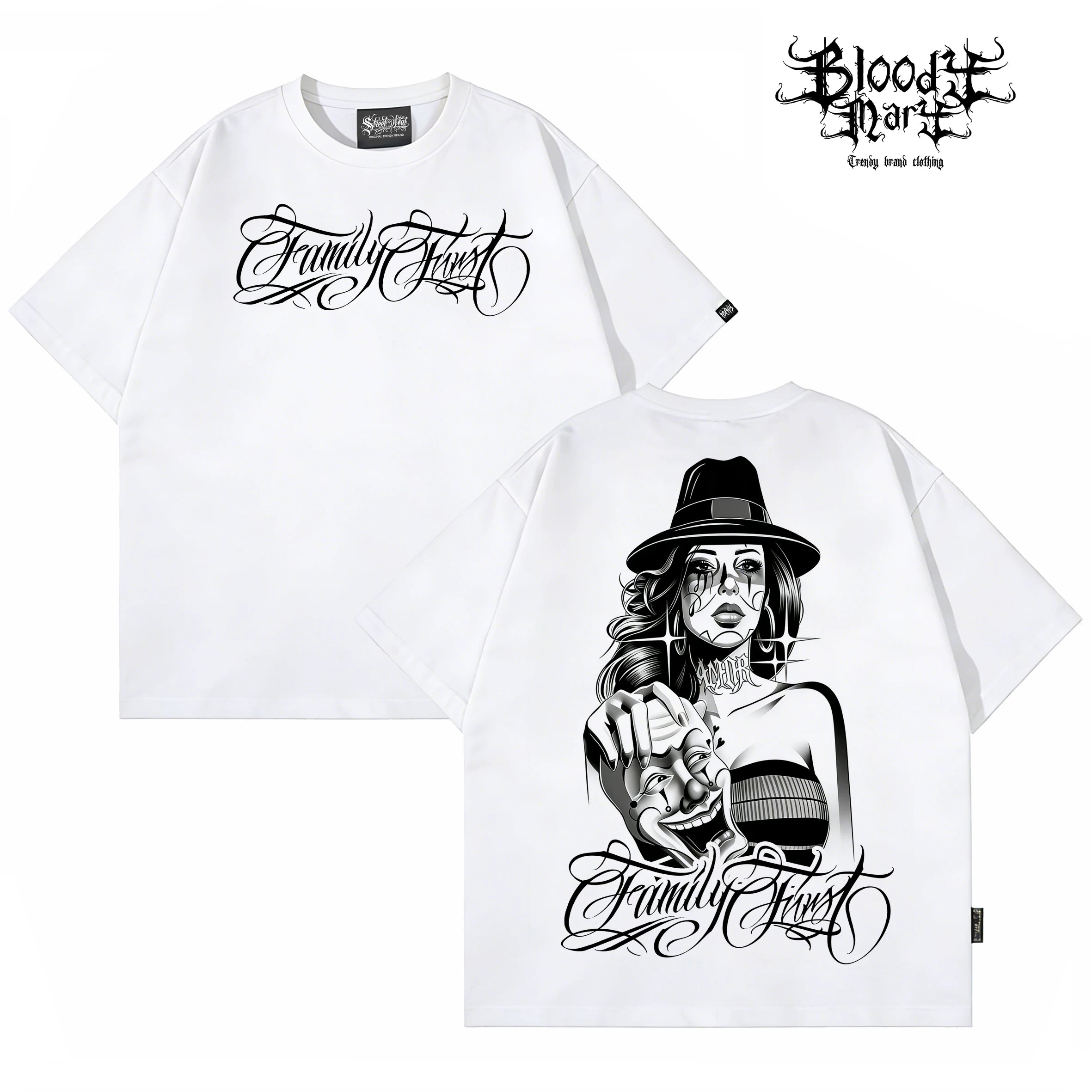 Chicano West Coast OG Black Short sleeved T-shirt Street Trendy Printed Round Neck Loose Top