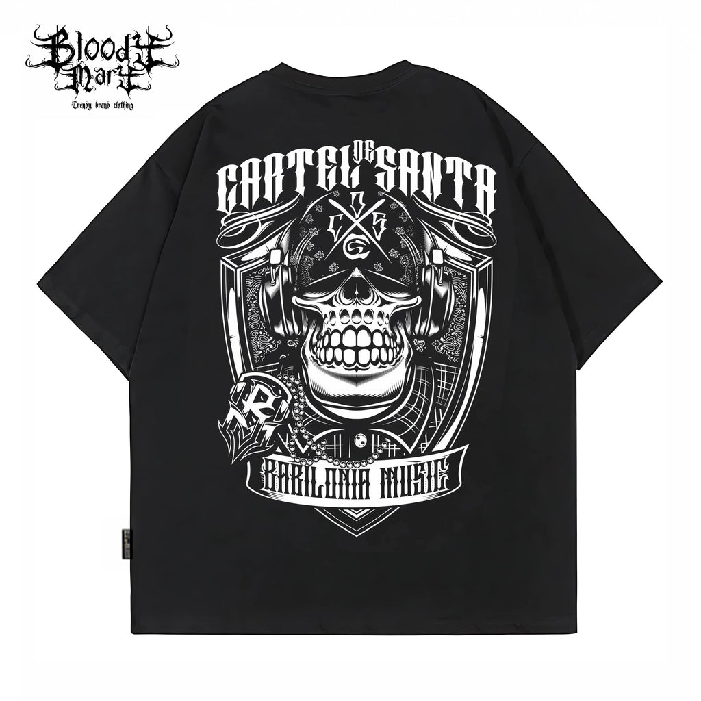 Original American street flower font, Fugu Chicano loose cotton, heavyweight, niche hip-hop tattoo artist, trendy brand T