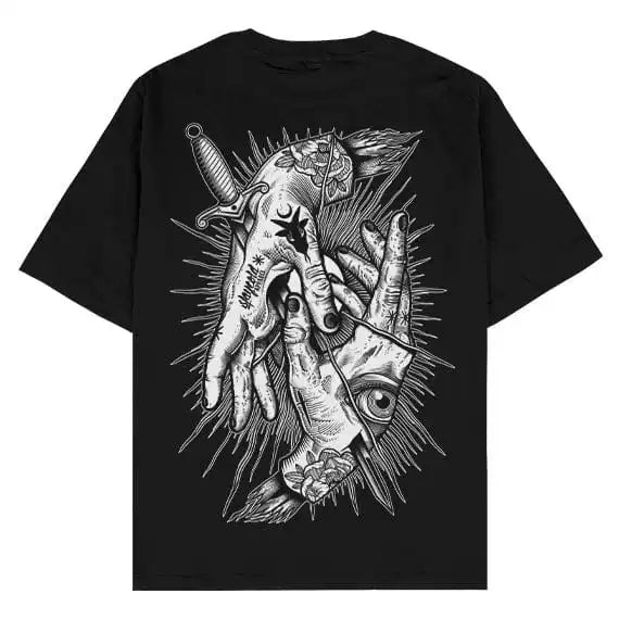 Original trendy brand American retro personality round neck cool and niche hip-hop T-shirt pure cotton body text tattoo artist T-shirt