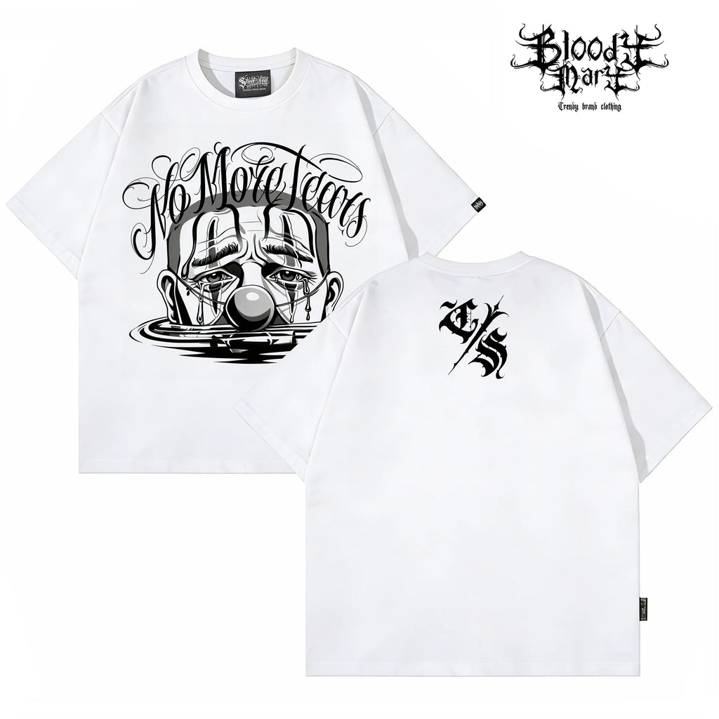 American West Coast floral font hip-hop style black short sleeved T-shirt men's loose shoulder letter printed street top