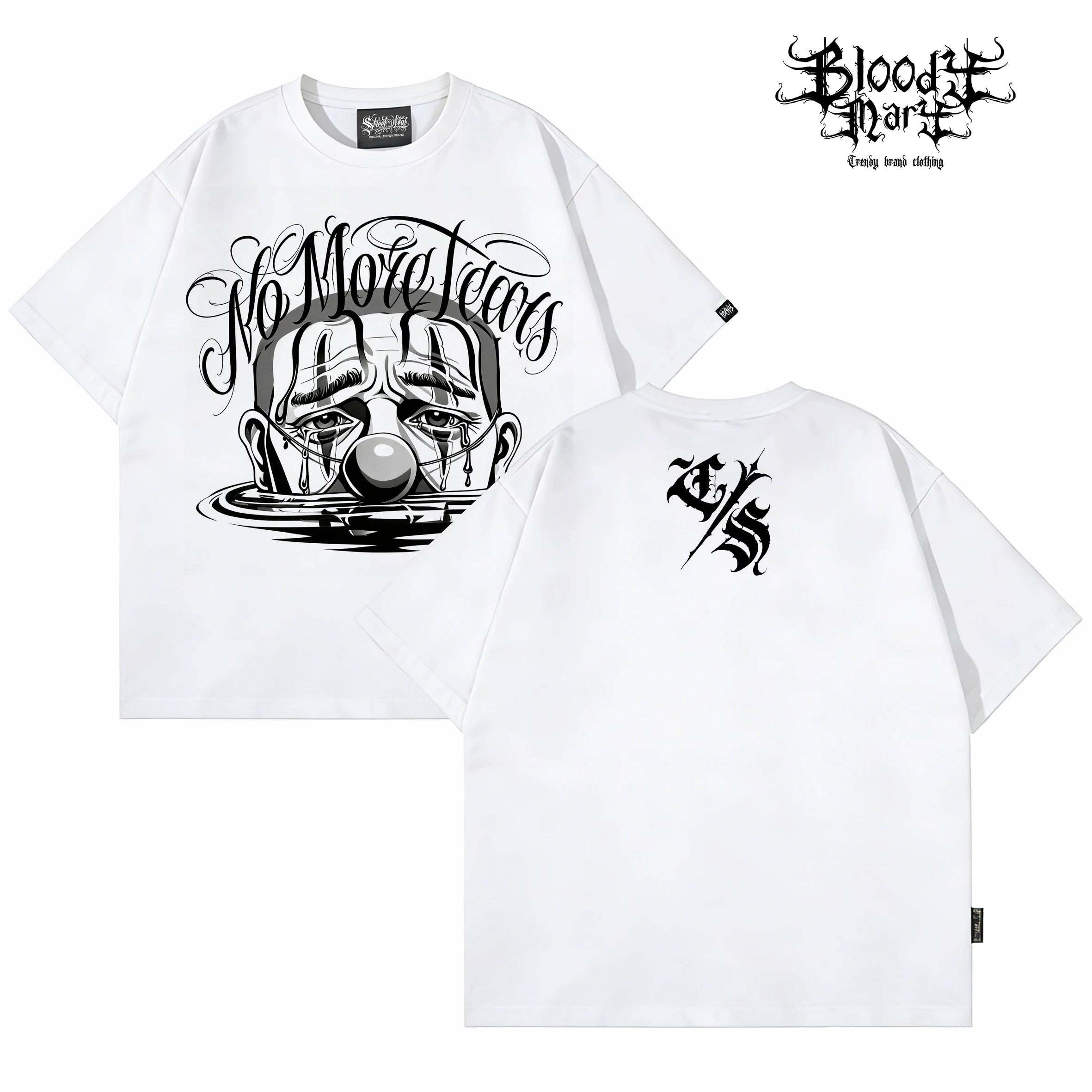 American West Coast floral font hip-hop style black short sleeved T-shirt men's loose shoulder letter printed street top