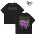 American street flower font short sleeved loose cotton heavyweight niche hip-hop tattoo artist trendy T-shirt flame letter