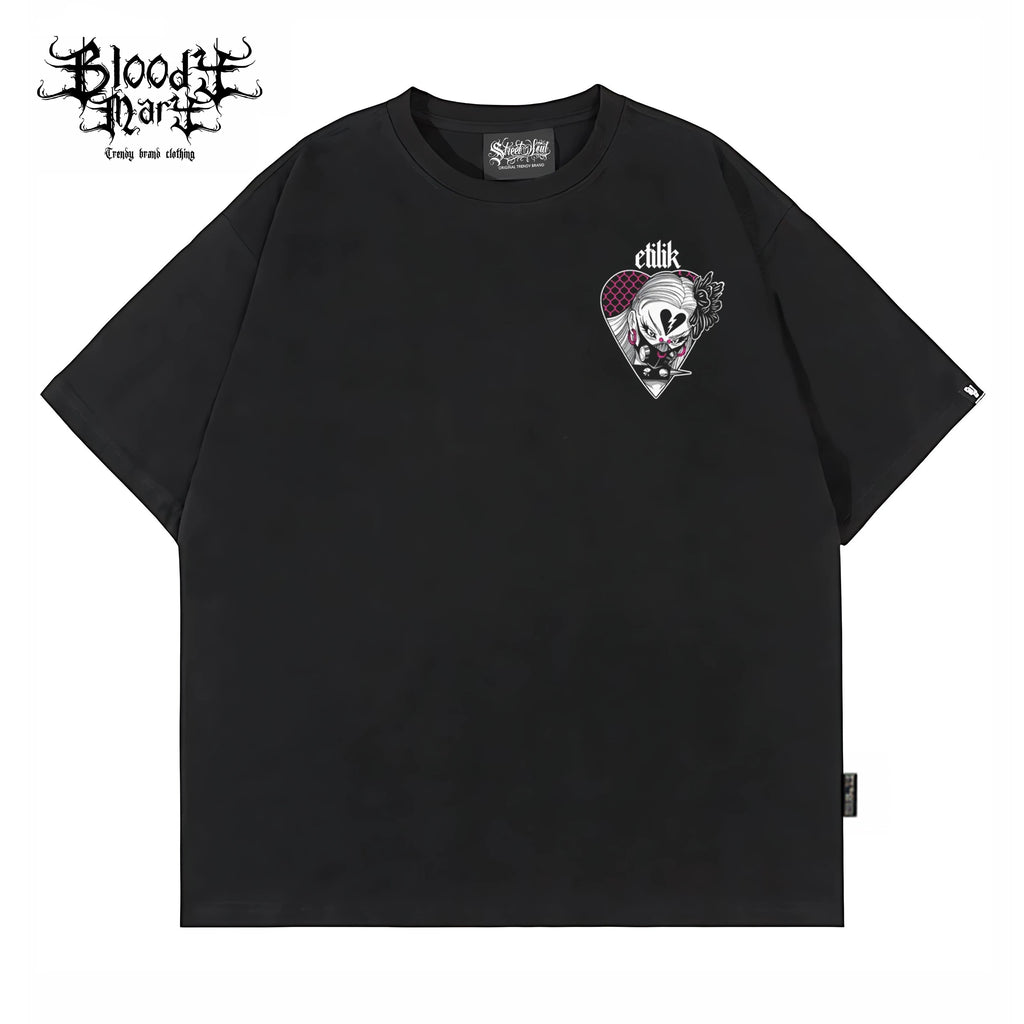 Original American street loose pure cotton heavyweight niche hip-hop tattoo artist trendy brand T-flower font West Coast Chino
