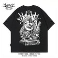 American street dark style printed short sleeved T-shirt for men and women loose couple outfit trendy high street style top