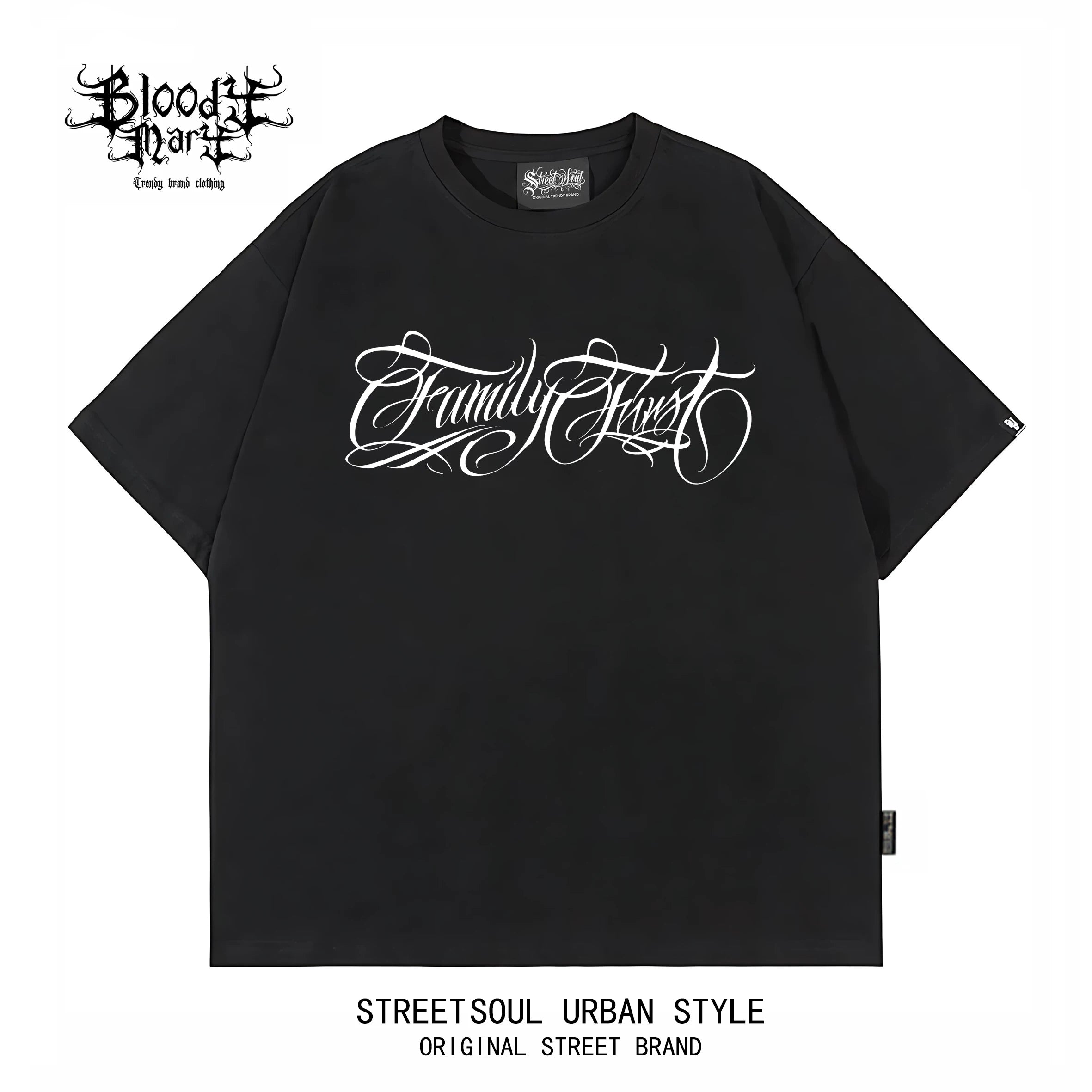 Chicano West Coast OG Black Short sleeved T-shirt Street Trendy Printed Round Neck Loose Top