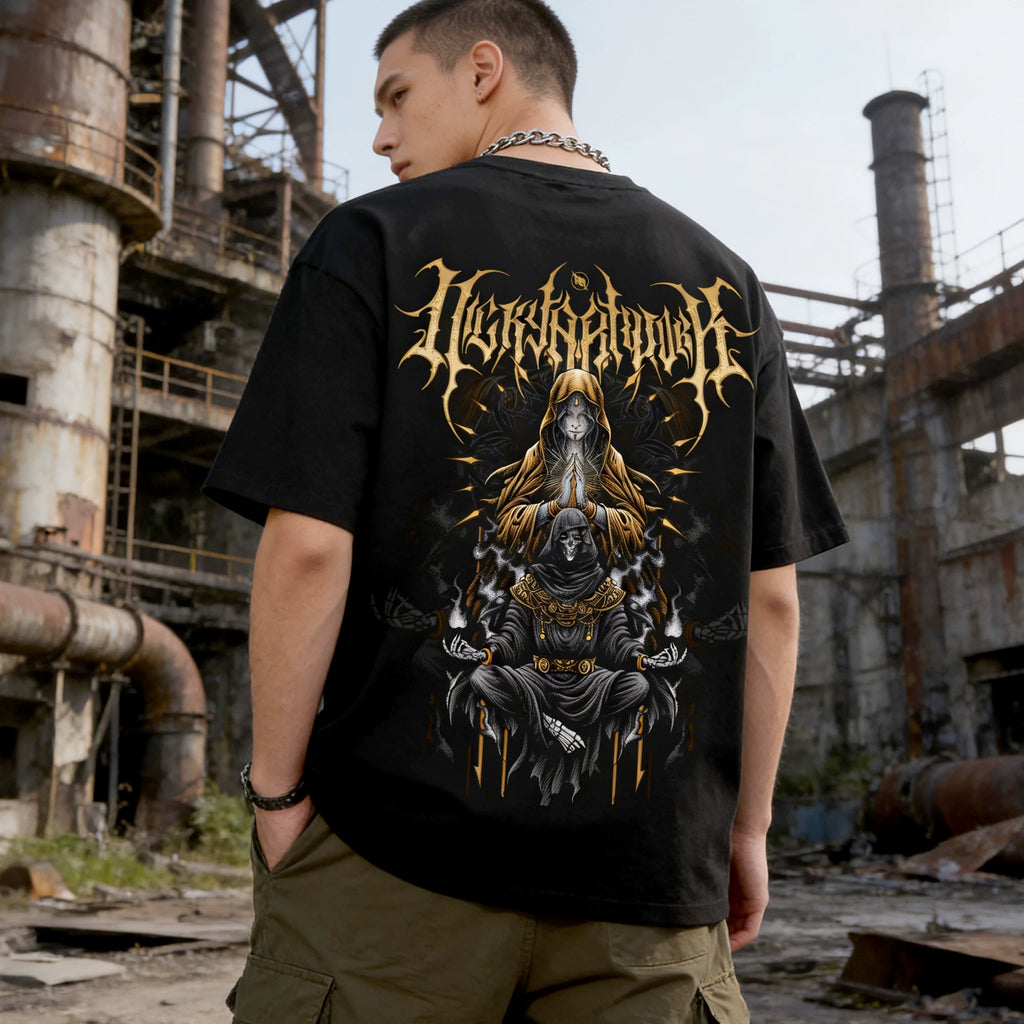 Original trendy brand niche Death God metal short sleeved T-shirt high street pure cotton loose core band for men and women